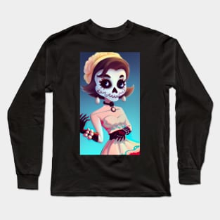 chic sugar skull girl Long Sleeve T-Shirt